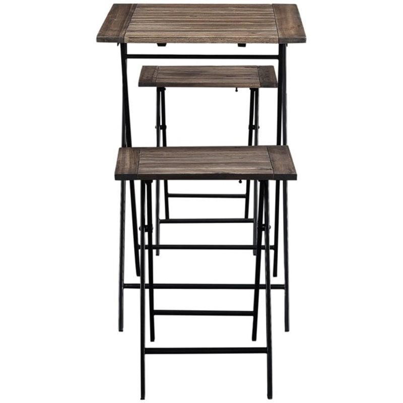 Boraam Wood Brookville 3 Piece Folding Bistro Set in Natural Finish