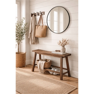 Boraam Wood Sonoma Backless Bench in Chestnut Wire-Brush Finish