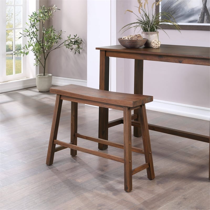 Boraam Wood Sonoma Backless Bench in Chestnut Wire-Brush Finish