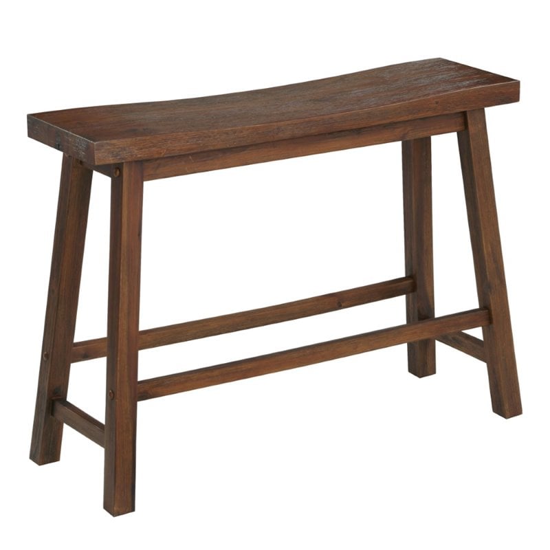 Boraam Wood Sonoma Backless Bench in Chestnut Wire-Brush Finish