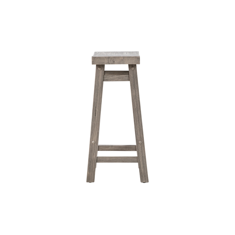 Boraam Wood Sonoma Saddle Counter Stool in Storm Gray Wire-Brush Finish