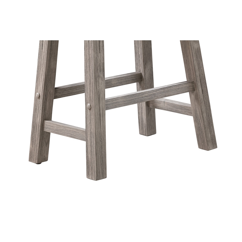 Boraam Wood Sonoma Saddle Counter Stool in Storm Gray Wire-Brush Finish