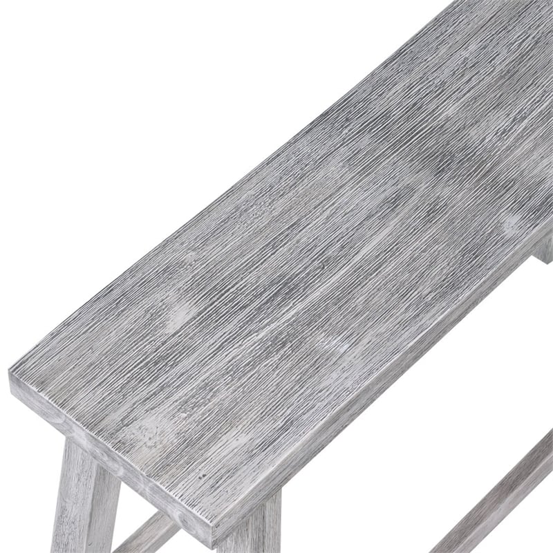 Boraam Wood Sonoma Backless Bench in Storm Gray Wire-Brush Finish