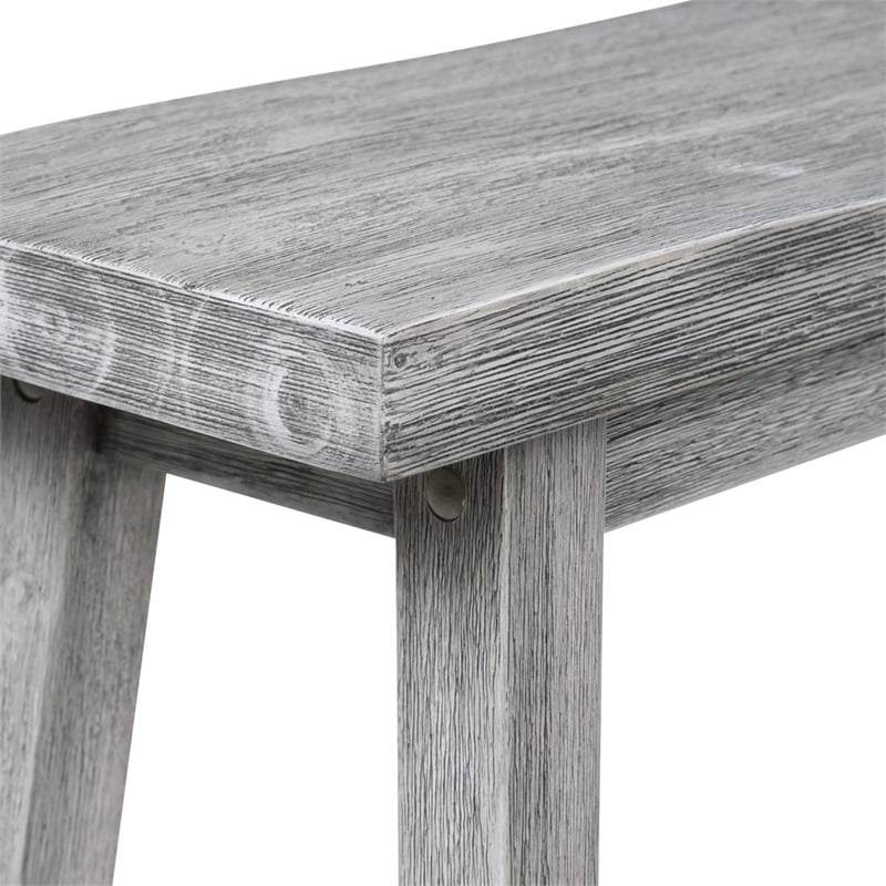 Boraam Wood Sonoma Backless Bench in Storm Gray Wire-Brush Finish