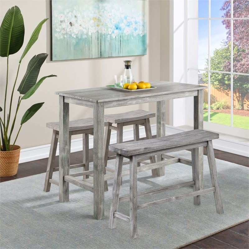 Boraam Wood Sonoma Pub Set in Storm Gray Wire-Brush Finish