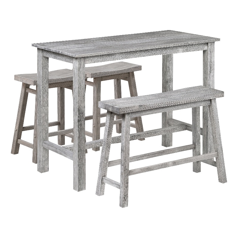 Boraam Wood Sonoma Pub Set in Storm Gray Wire-Brush Finish