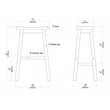 Boraam Wood Sonoma Saddle Barstool in Storm Gray Wire-Brush Finish