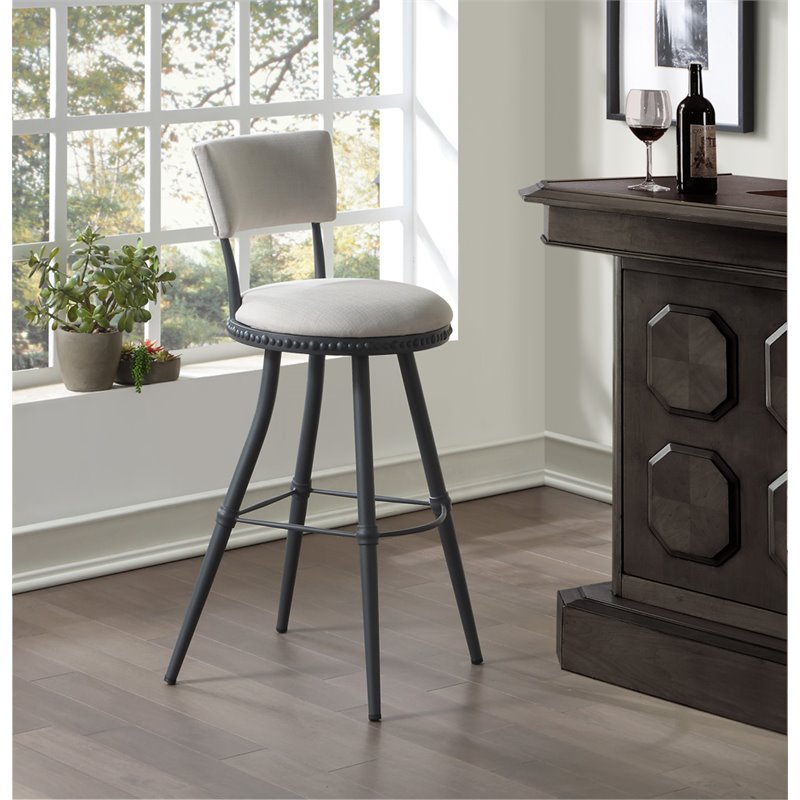 Boraam Steel Benton Adjustable Bar Stool in White and Gray Finish