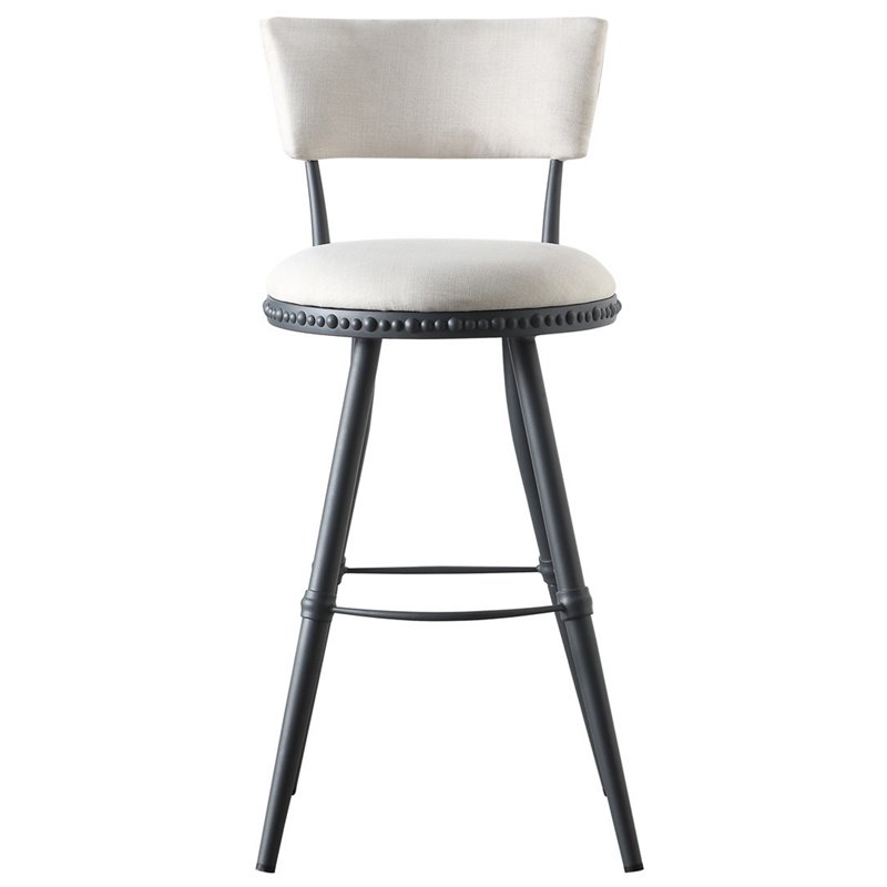 Boraam Steel Benton Adjustable Bar Stool in White and Gray Finish