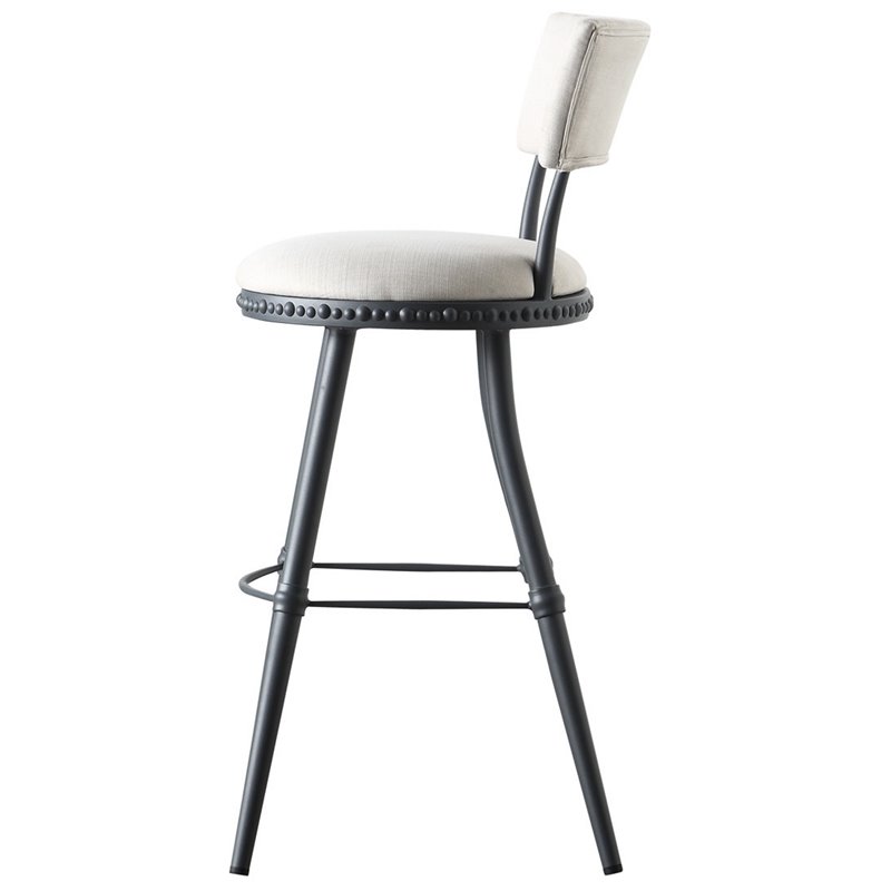 Boraam Steel Benton Adjustable Bar Stool in White and Gray Finish