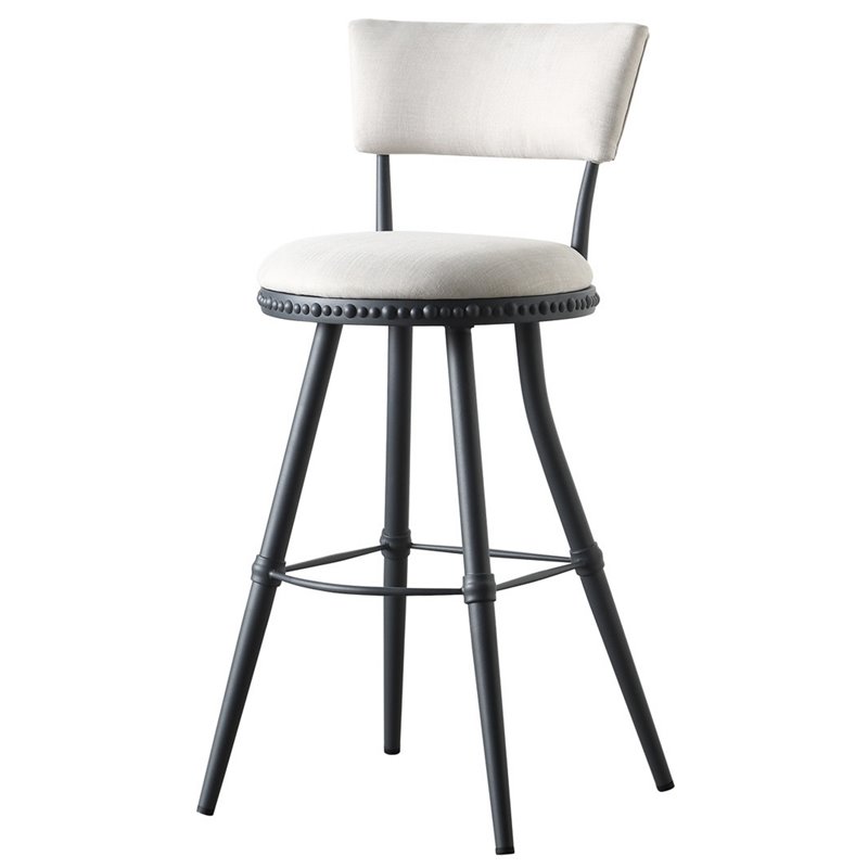 Boraam Steel Benton Adjustable Bar Stool in White and Gray Finish