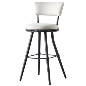 Boraam Steel Benton Adjustable Bar Stool in White and Gray Finish