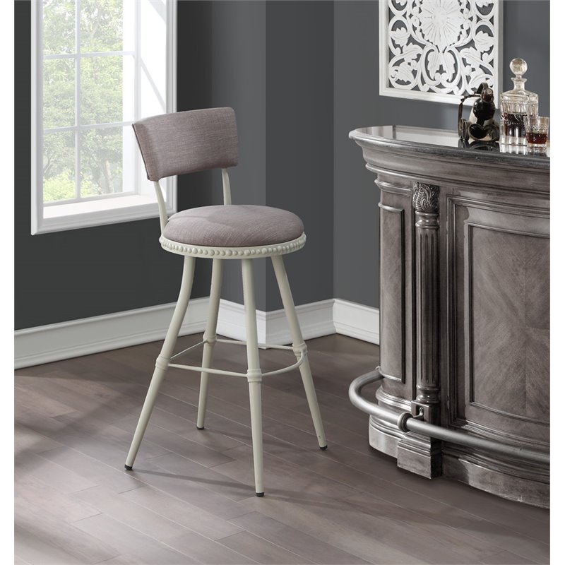 Boraam Steel Benton Adjustable Bar Stool in Gray and Beige Finish