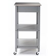 Boraam Holland Wood Kitchen Cart with Stainless Steel Top in Gray