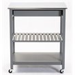 Boraam Holland Wood Kitchen Cart with Stainless Steel Top in Gray