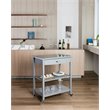 Boraam Holland Wood Kitchen Cart with Stainless Steel Top in Gray