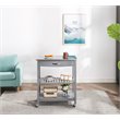 Boraam Holland Wood Kitchen Cart with Stainless Steel Top in Gray