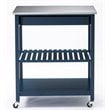 Boraam Holland Wood Kitchen Cart with Stainless Steel Top in Navy Blue