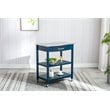 Boraam Holland Wood Kitchen Cart with Stainless Steel Top in Navy Blue