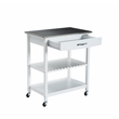 Boraam Holland Wood Kitchen Cart with Stainless Steel Top in White