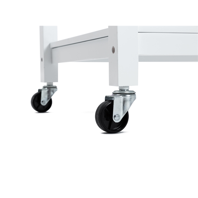 Boraam Holland Wood Kitchen Cart with Stainless Steel Top in White