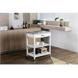 Boraam Holland Wood Kitchen Cart with Stainless Steel Top in White
