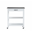 Boraam Holland Wood Kitchen Cart with Stainless Steel Top in White