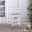 Boraam Hennington Wood Kitchen Cart with Stainless Steel Top in White Wash