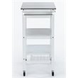 Boraam Hennington Wood Kitchen Cart with Stainless Steel Top in White Wash