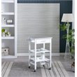 Boraam Hennington Wood Kitchen Cart with Stainless Steel Top in White Wash