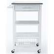 Boraam Hennington Wood Kitchen Cart with Stainless Steel Top in White Wash