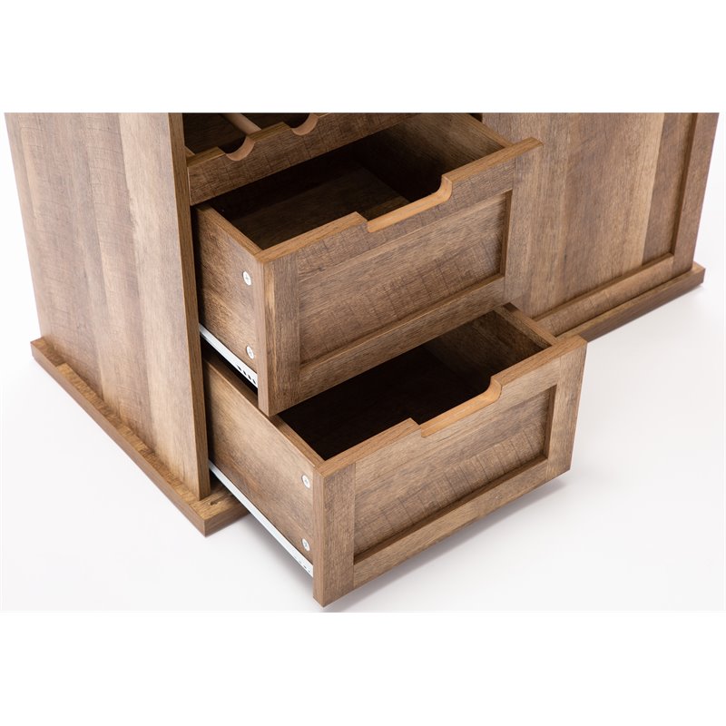 Boraam Weston Sliding Barn Door Wine Cabinet With 2-Drawers in Natural