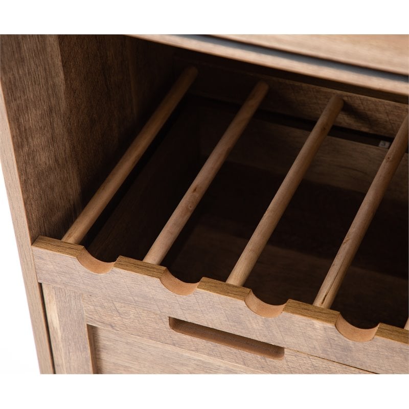 Boraam Weston Sliding Barn Door Wine Cabinet With 2-Drawers in Natural