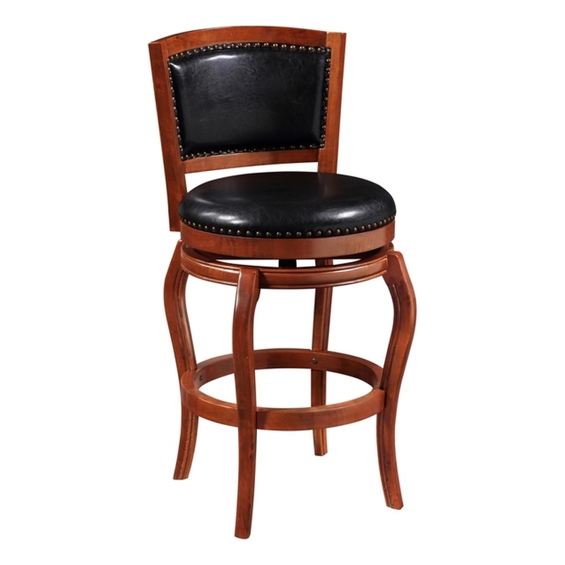 Boraam Wood Harris Bar Height Swivel Bar Stool in Cherry Finish