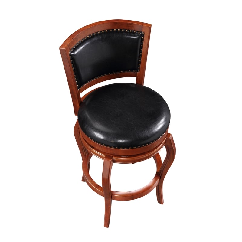 Boraam Wood Harris Bar Height Swivel Bar Stool in Cherry Finish
