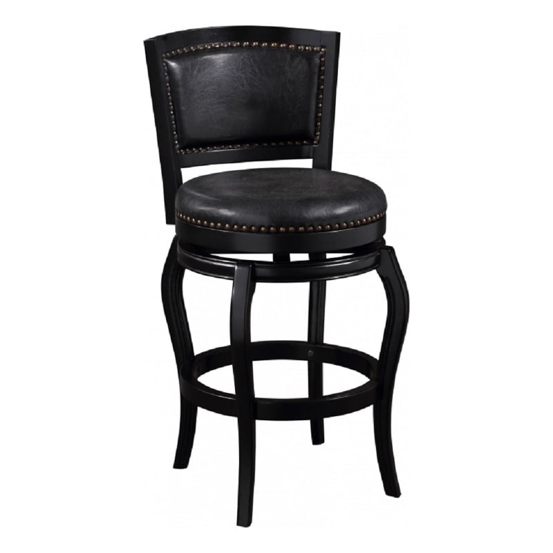 Boraam Wood Harris Bar Height Swivel Stool in Black Finish