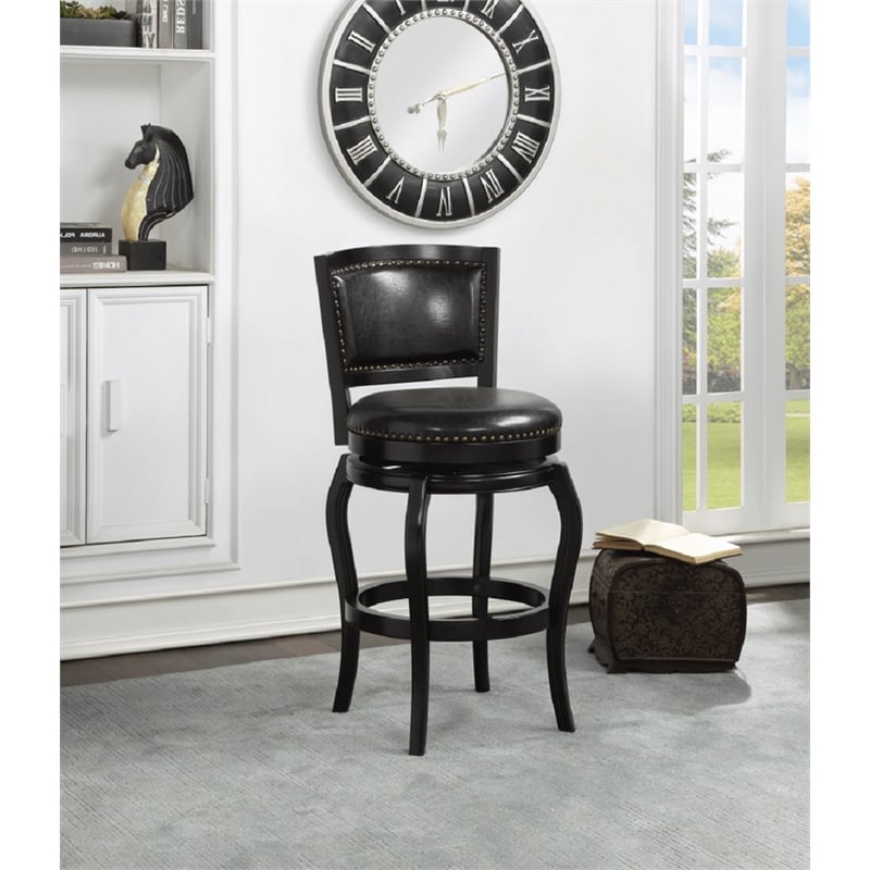 Boraam Wood Harris Bar Height Swivel Stool in Black Finish