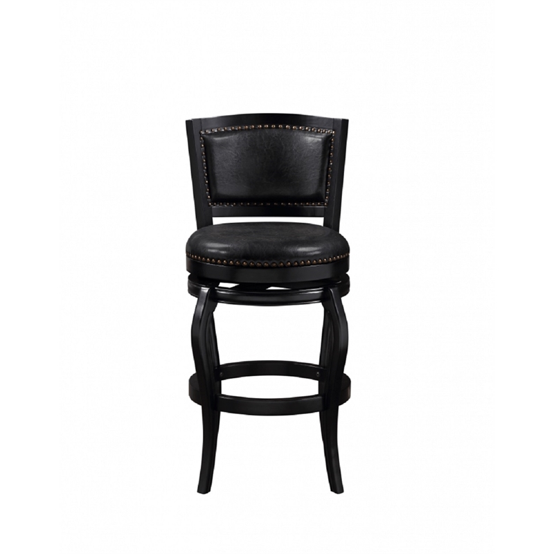 Boraam Wood Harris Bar Height Swivel Stool in Black Finish