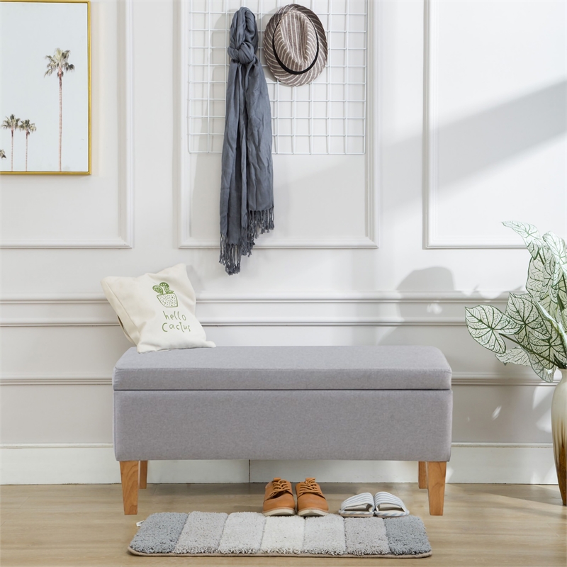 Boraam Wood Mico Backless Storage Bench in Gray Finish
