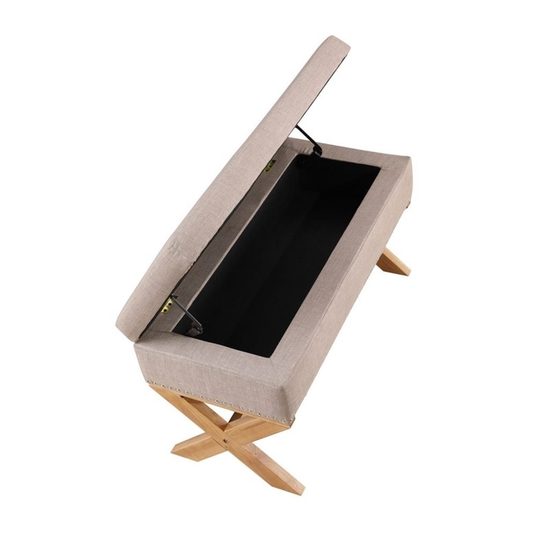 Boraam Wood Becky Storage Bench in Beige Finish