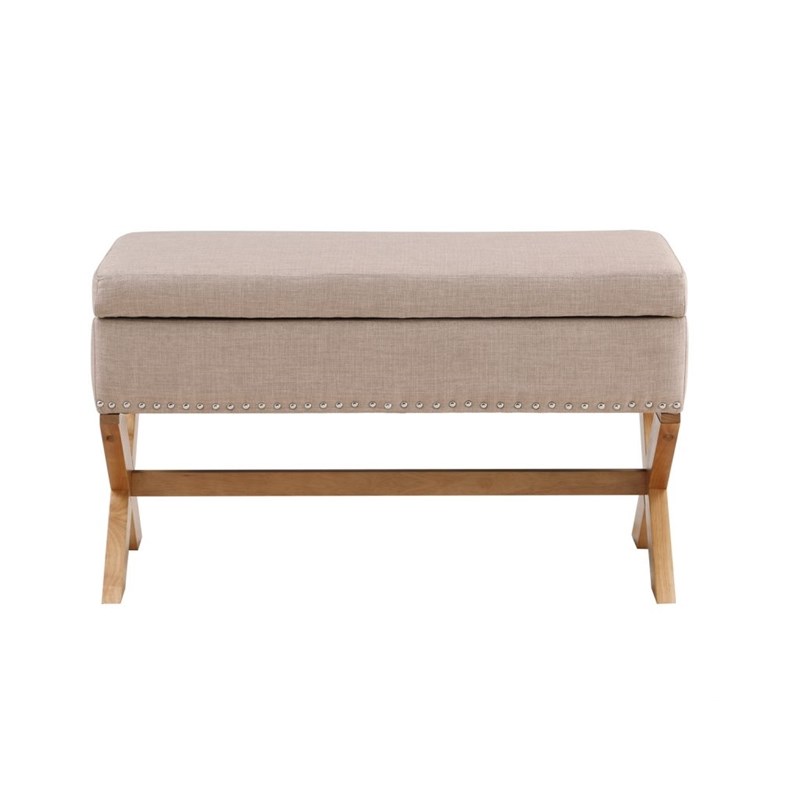 Boraam Wood Becky Storage Bench in Beige Finish