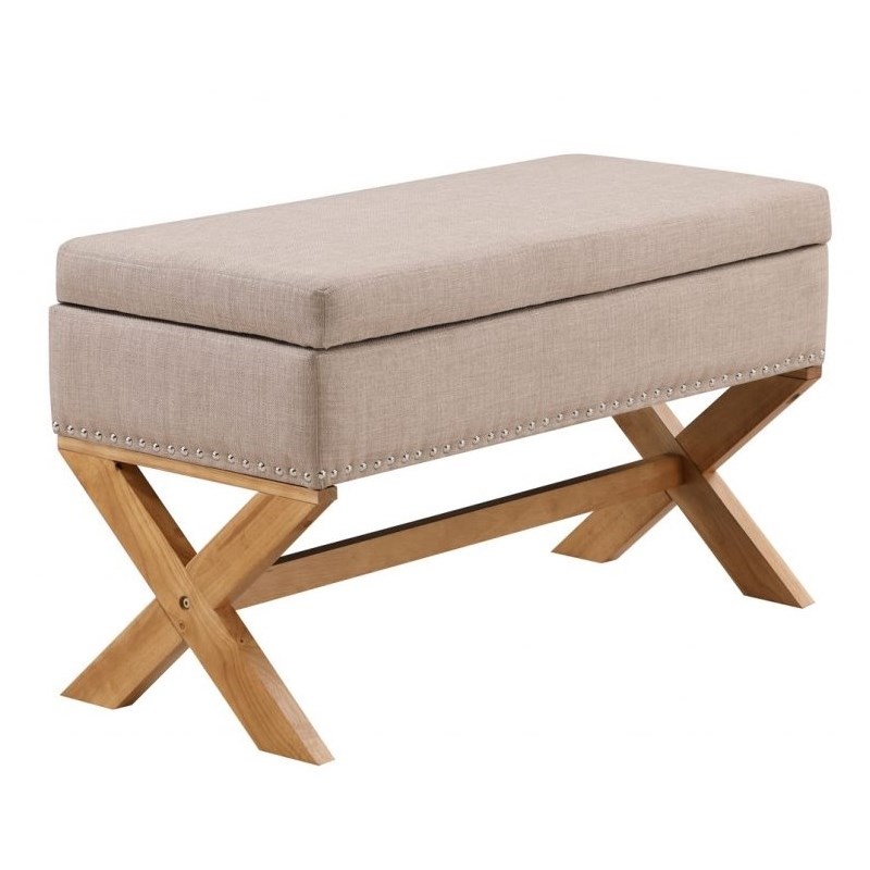 Boraam Wood Becky Storage Bench in Beige Finish