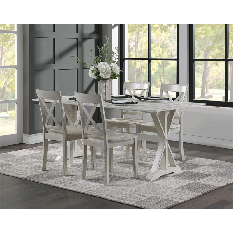 Boraam Wood Jamestown 5pc Dining Set Antique White Finish