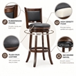 Boraam Wood Augusta Bar Height Swivel Bar Stool in Cappuccino Finish