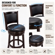 Boraam Wood Augusta Bar Height Swivel Bar Stool in Cappuccino Finish