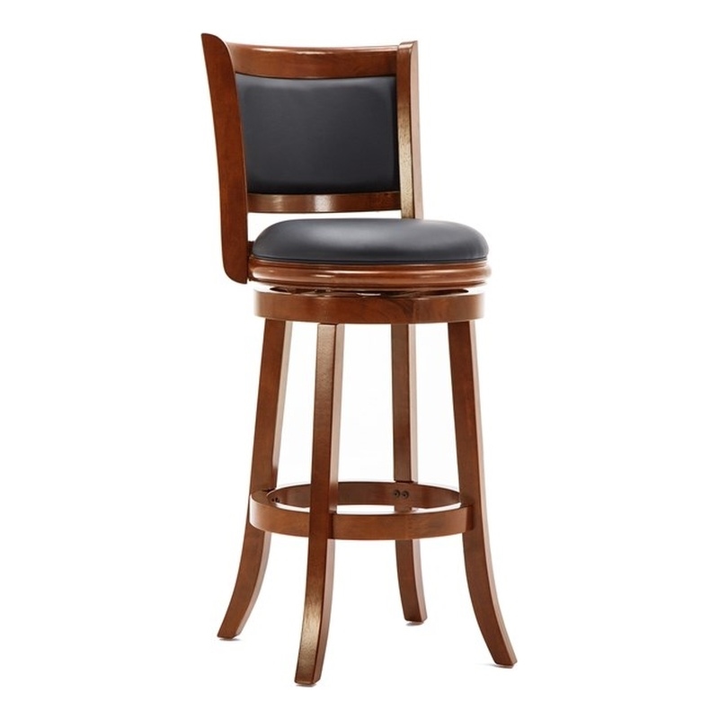 Boraam Wood Augusta Bar Height Swivel Bar Stool in Cherry Finish