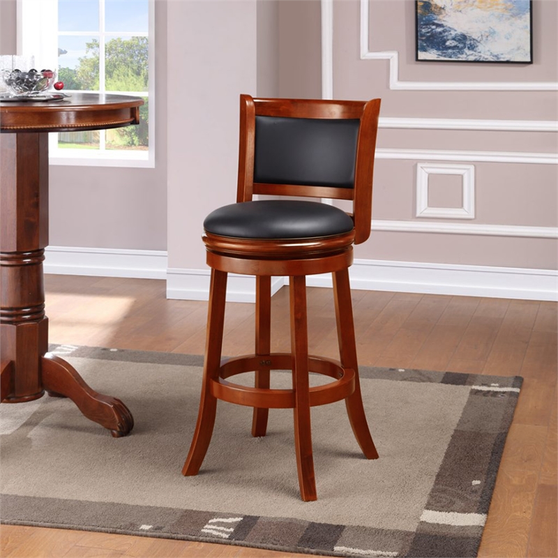 Boraam Wood Augusta Bar Height Swivel Bar Stool in Cherry Finish