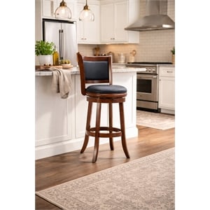 Boraam Wood Augusta Bar Height Swivel Bar Stool in Cherry Finish