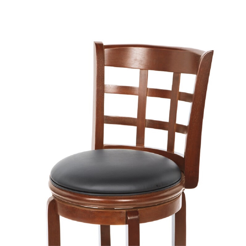 Boraam Wood Kyoto Bar Height Swivel Bar Stool in Cherry Finish