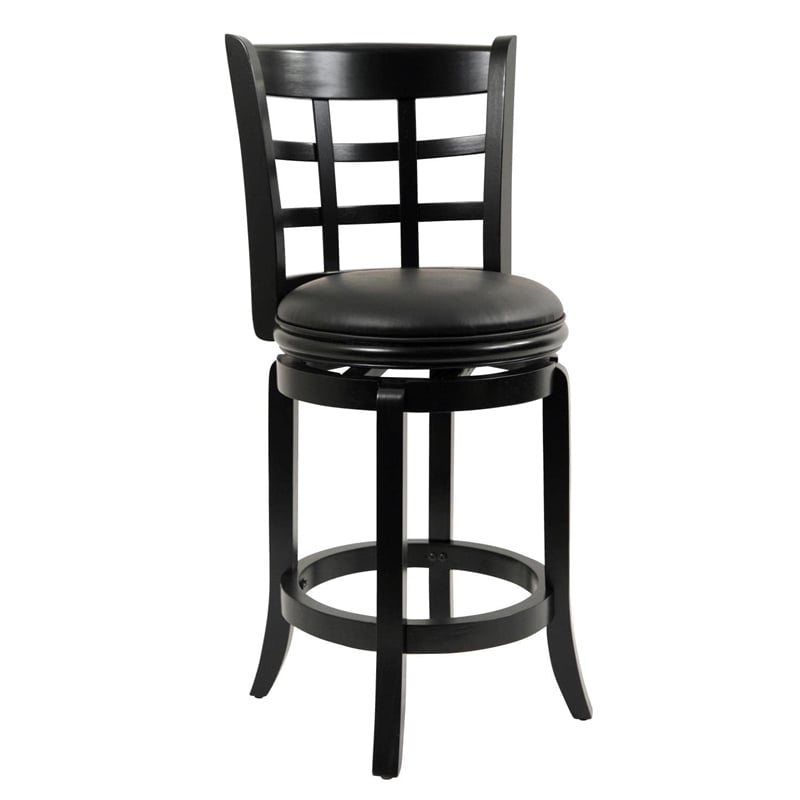 Boraam Wood Kyoto Counter Height Swivel Counter Stool in Black Finish